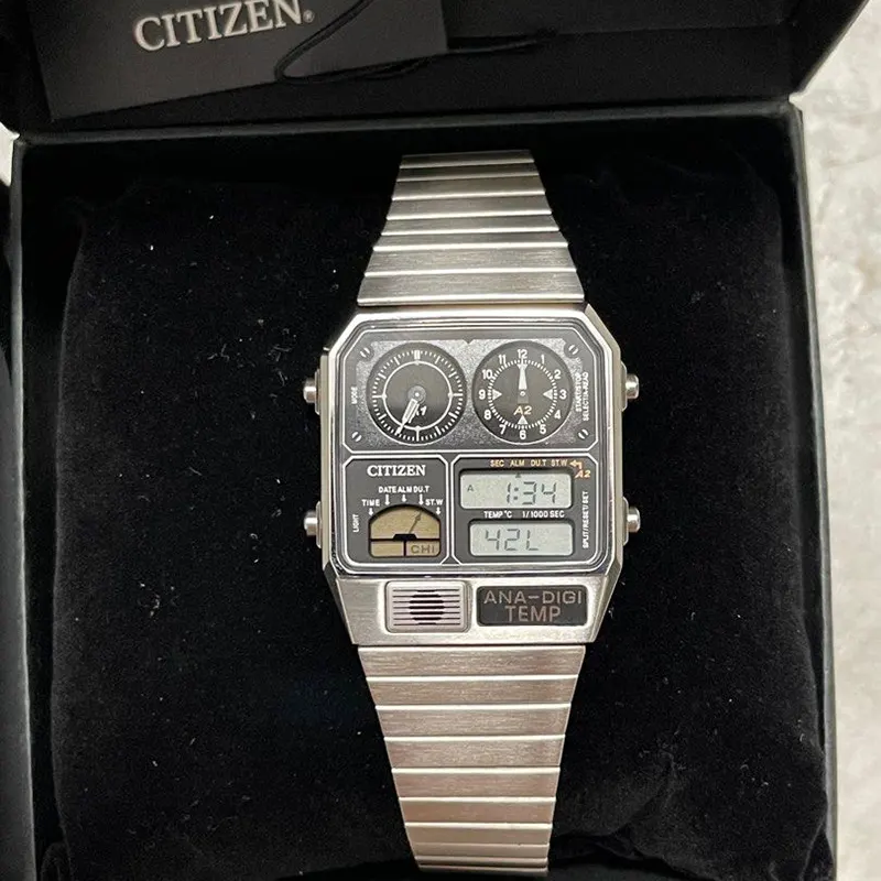 Citizen Vintage Dual Time Thermometer Silver-tone Men's Watch- JG2000-59E